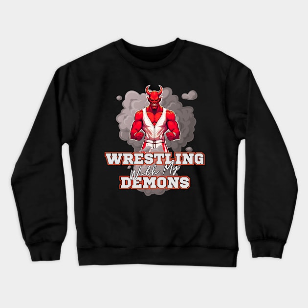 Wrestling With My Demons Crewneck Sweatshirt by Kenny The Bartender's Tee Emporium